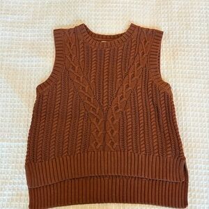 Rachel Zoe Rust Cable Knit Sleeveless Sweater